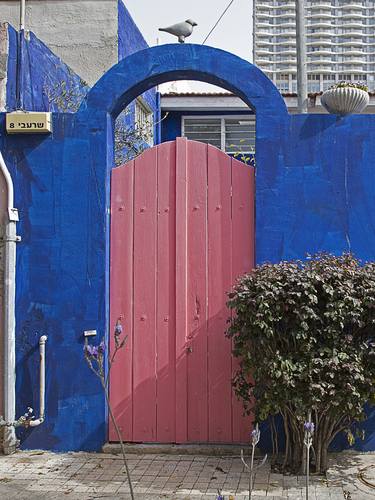 Pink Door on Blue painted Wall - Limited Edition of 25 thumb