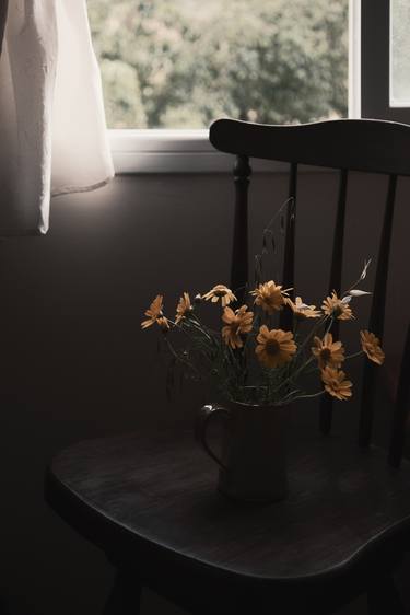 Still Life with the Yellow Wild Flowers on the vintage chair. Natural light - Limited Edition of 10 thumb
