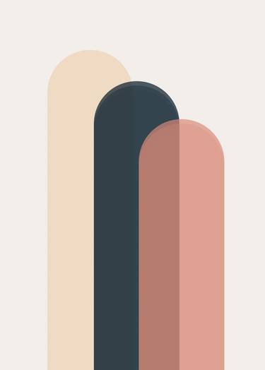 Abstract Shapes in Peach and Grey - Limited Edition of 10 thumb