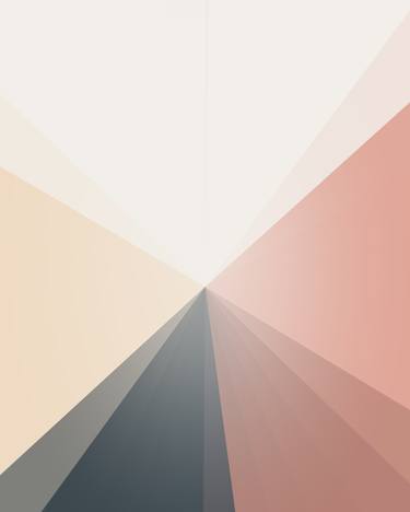 Abstract Triangle Shapes in Peach and Grey - Limited Edition of 10 thumb