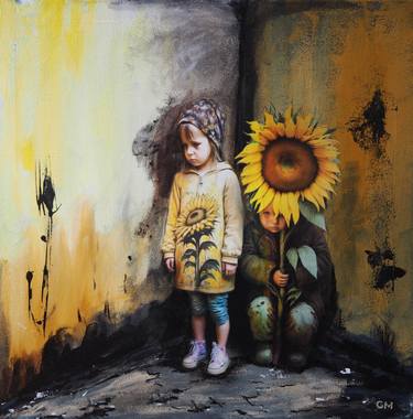 Original Figurative Children Mixed Media by Gabriele Mueller