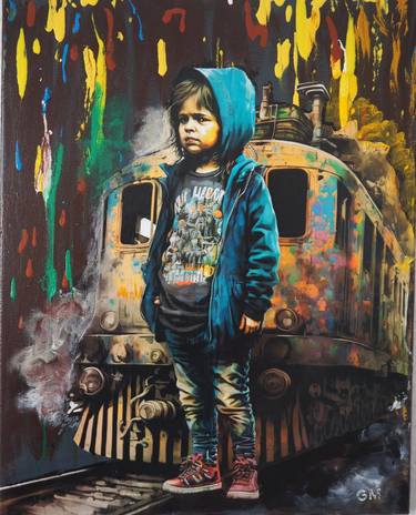 Original Street Art Children Mixed Media by Gabriele Mueller
