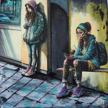 Original Street Art People Mixed Media by Gabriele Mueller