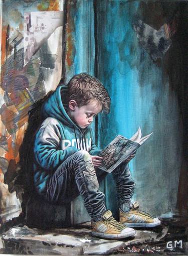 Original Street Art Children Mixed Media by Gabriele Mueller