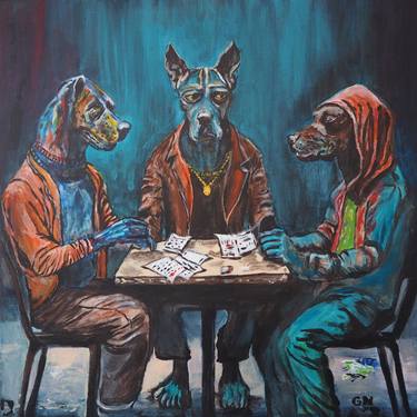 Original Surrealism Dogs Paintings by Gabriele Mueller