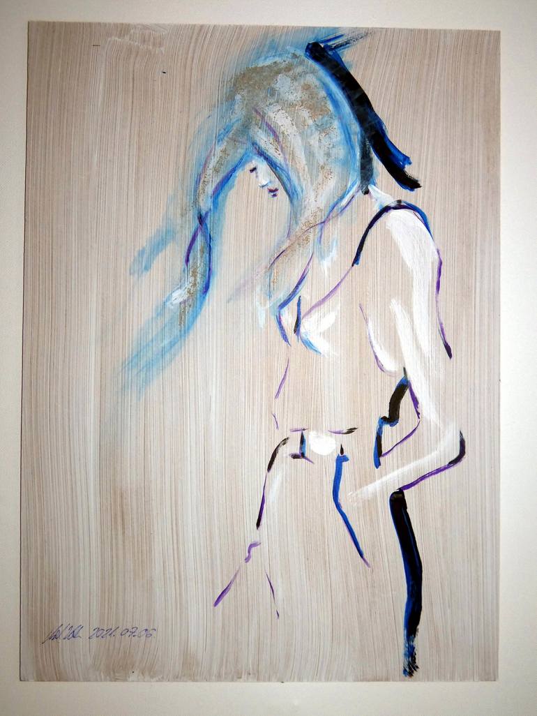 Original Abstract Women Painting by Zoltan Vasanits