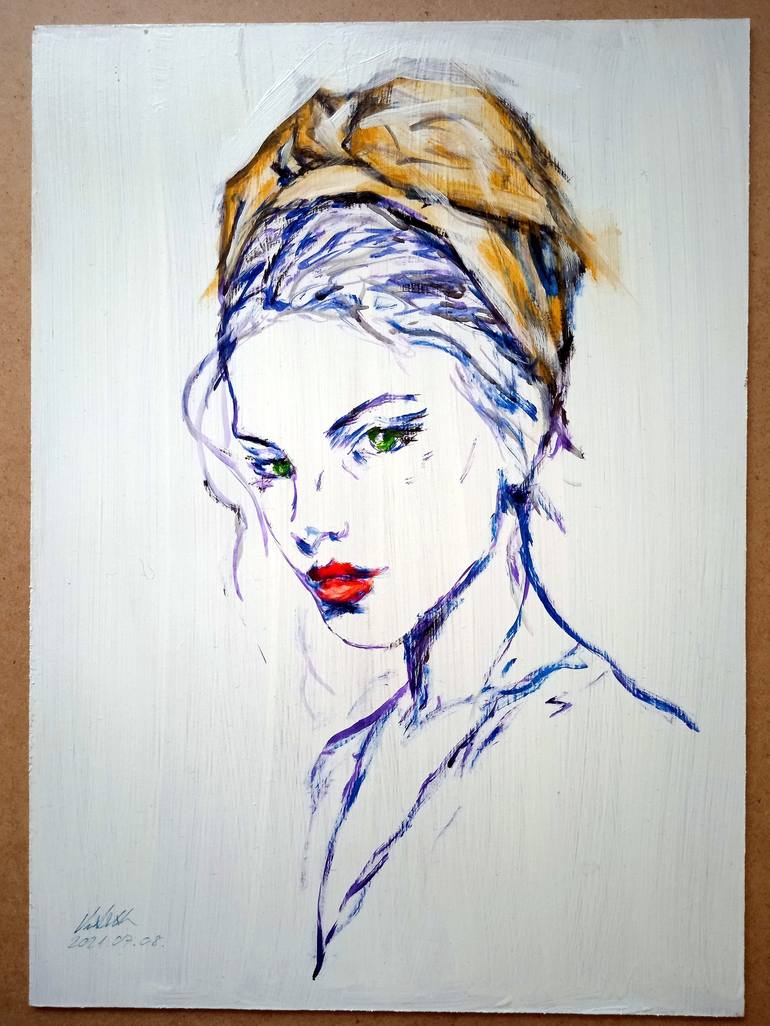 Original Women Painting by Zoltan Vasanits