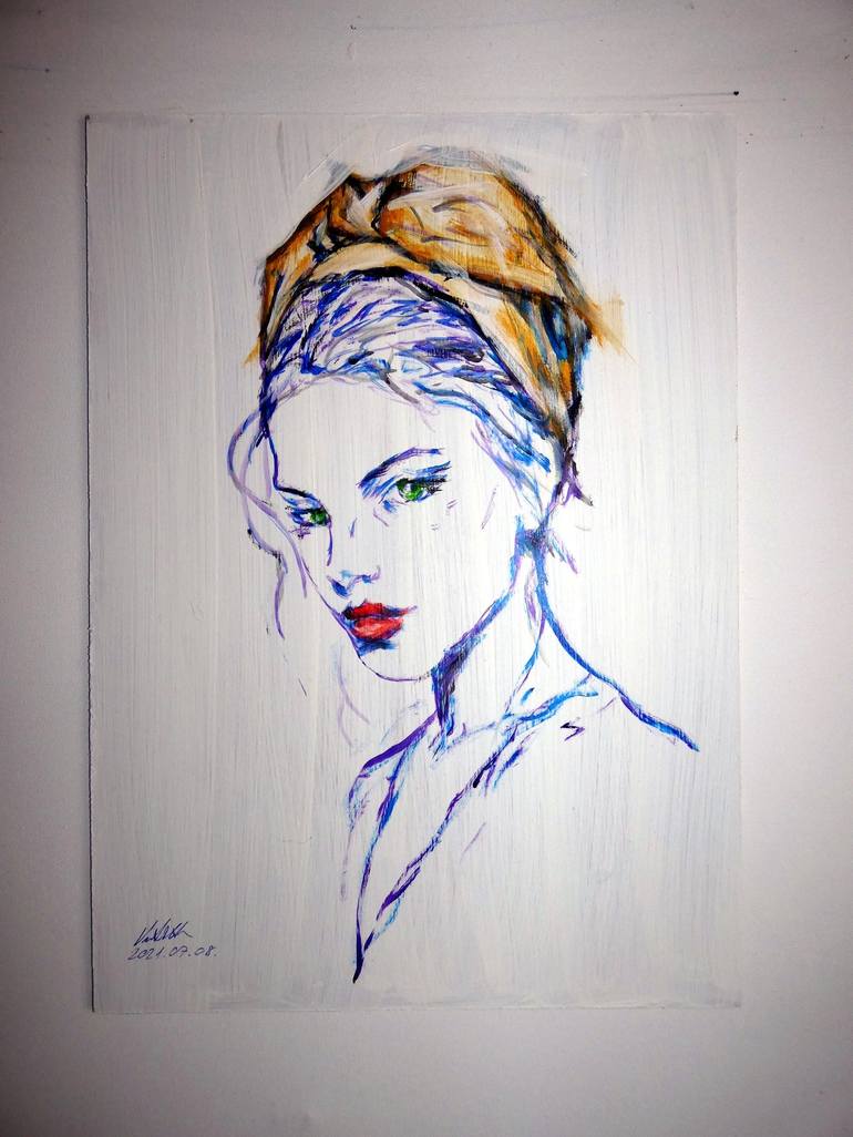 Original Women Painting by Zoltan Vasanits