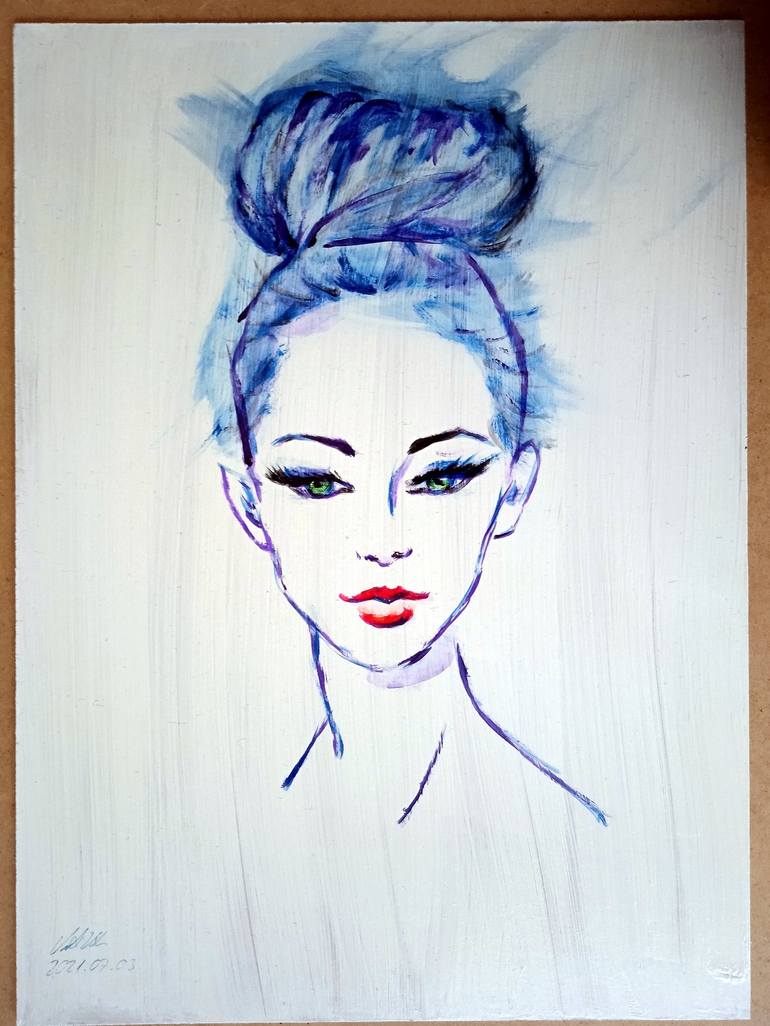 Original Abstract Women Painting by Zoltan Vasanits