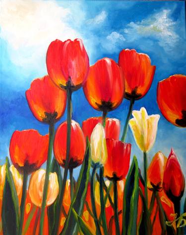 Wild Tulips on Spring Sky thumb