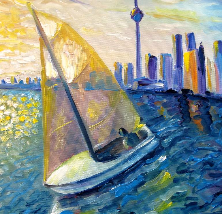 Original Expressionism Boat Painting by Nadia Bykova