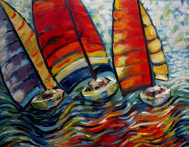 Print of Expressionism Boat Paintings by Nadia Bykova