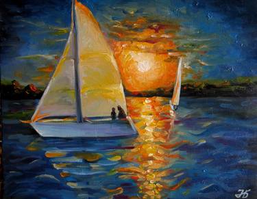 Print of Boat Paintings by Nadia Bykova