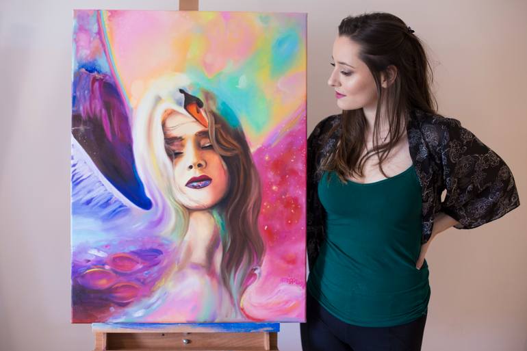 Original Expressionism People Painting by Julie Morin