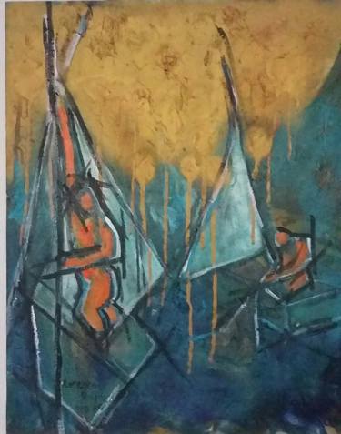Print of Abstract Expressionism Sailboat Paintings by Oscar Lorenz