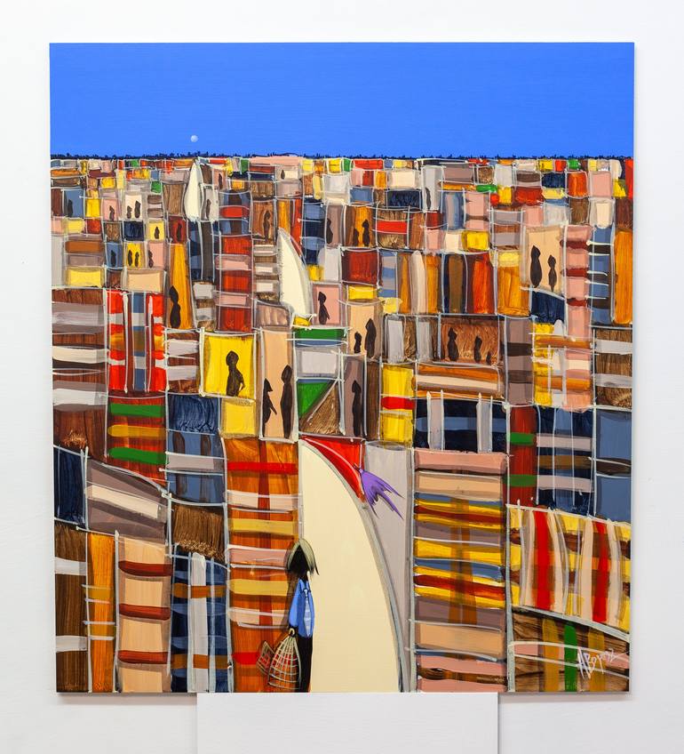 Original Abstract Expressionism Cities Painting by Adam Bogusz