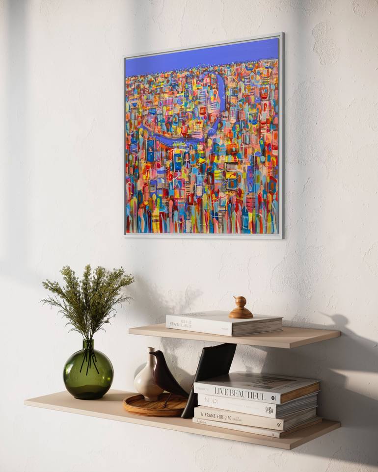 Original Abstract Expressionism Cities Painting by Adam Bogusz