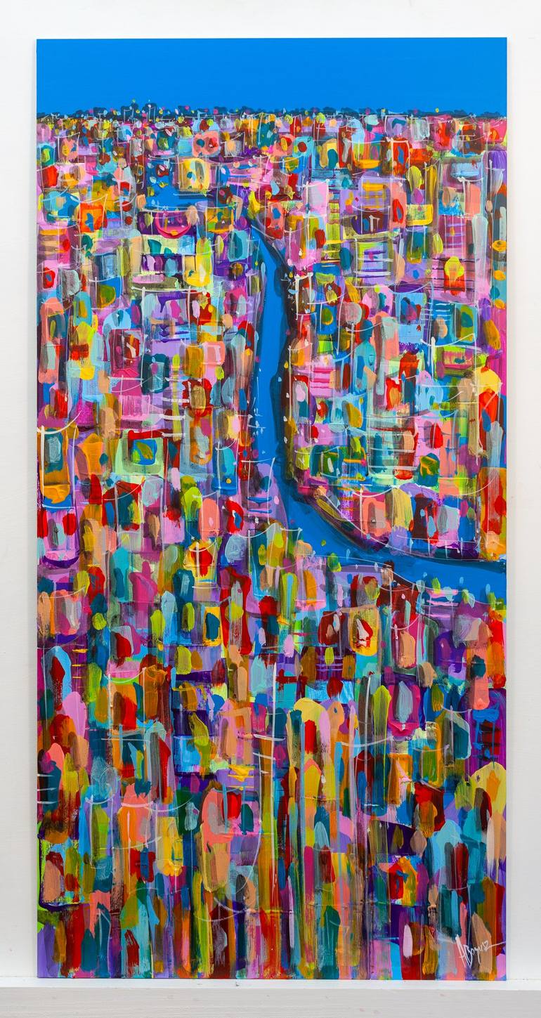 Original Abstract Expressionism Cities Painting by Adam Bogusz