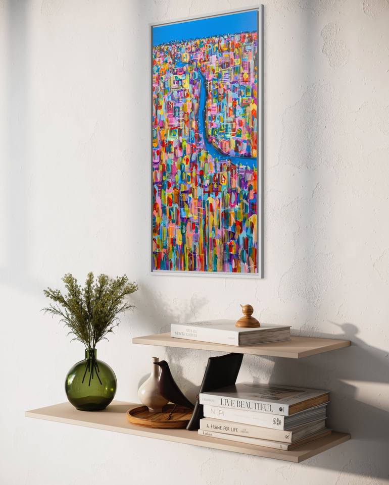 Original Abstract Expressionism Cities Painting by Adam Bogusz