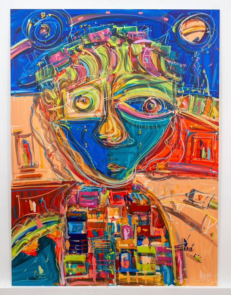 Original Expressionism People Painting by Adam Bogusz