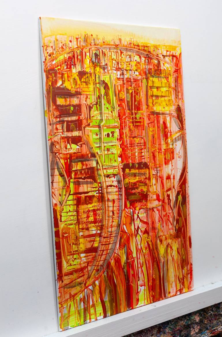 Original Abstract Expressionism Cities Painting by Adam Bogusz