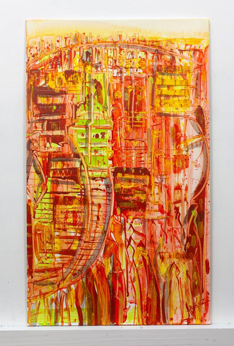 Original Abstract Expressionism Cities Painting by Adam Bogusz