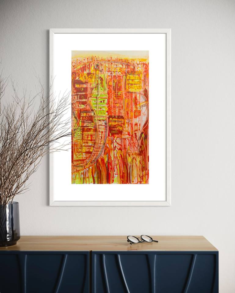 Original Abstract Expressionism Cities Painting by Adam Bogusz