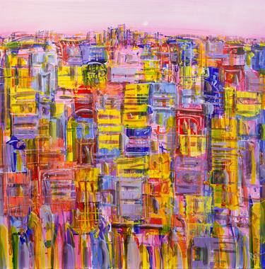 Original Abstract Expressionism Cities Paintings by Adam Bogusz