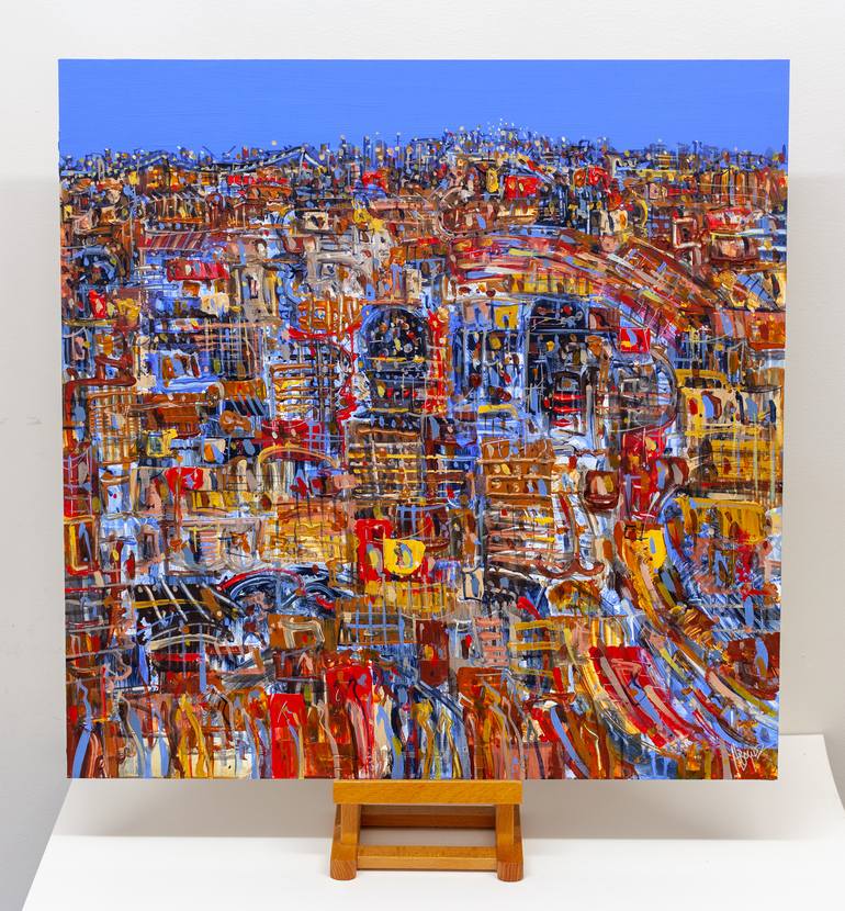 Original Abstract Expressionism Cities Painting by Adam Bogusz