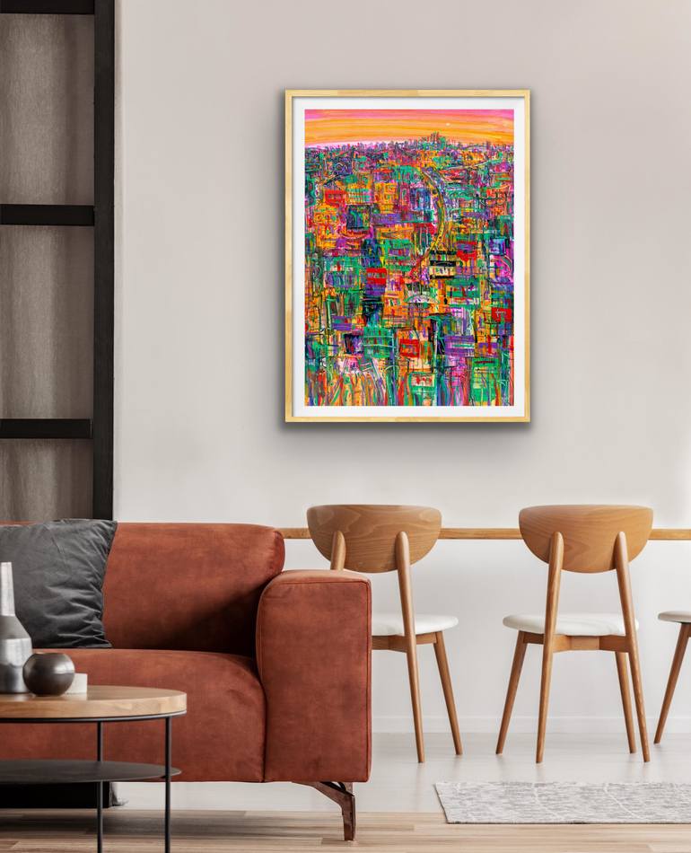 Original Abstract Cities Painting by Adam Bogusz