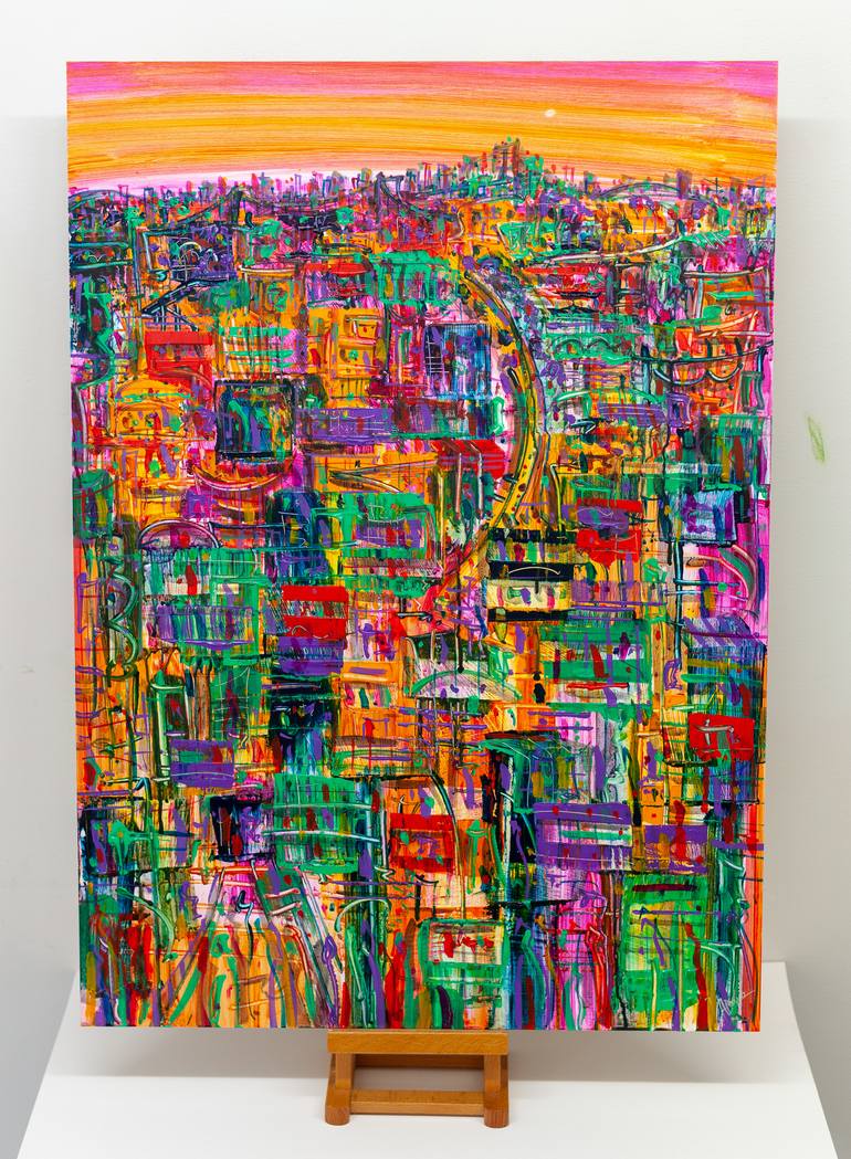 Original Abstract Cities Painting by Adam Bogusz