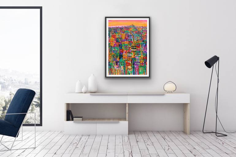 Original Abstract Cities Painting by Adam Bogusz