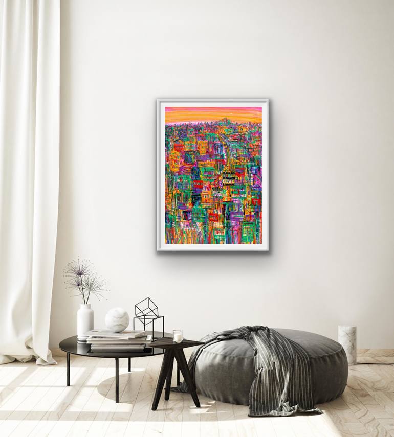 Original Abstract Cities Painting by Adam Bogusz