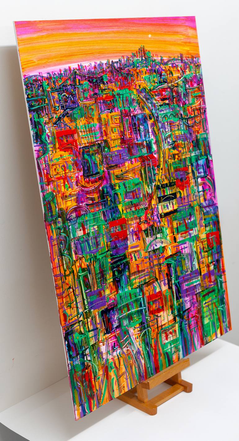 Original Abstract Cities Painting by Adam Bogusz