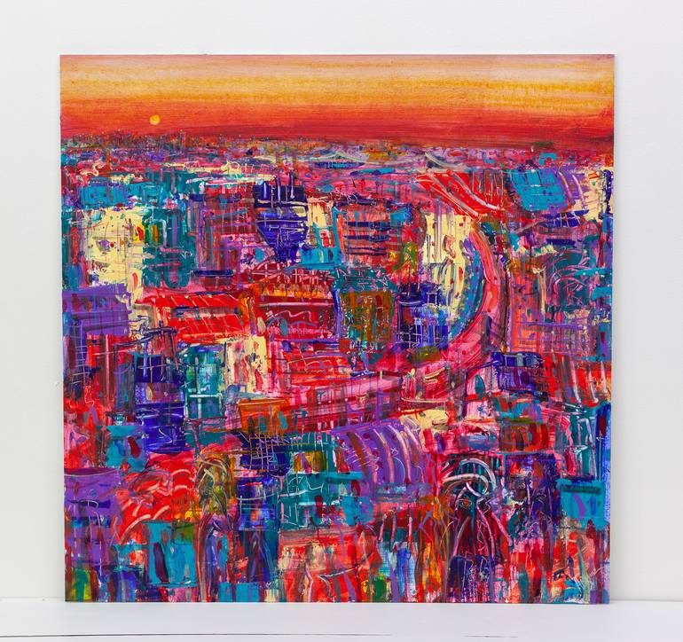 Original Expressionism Cities Painting by Adam Bogusz