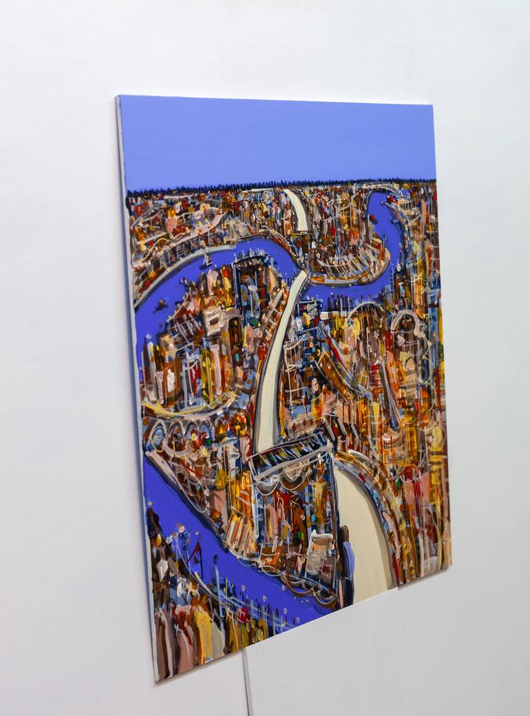 Original Abstract Expressionism Cities Painting by Adam Bogusz