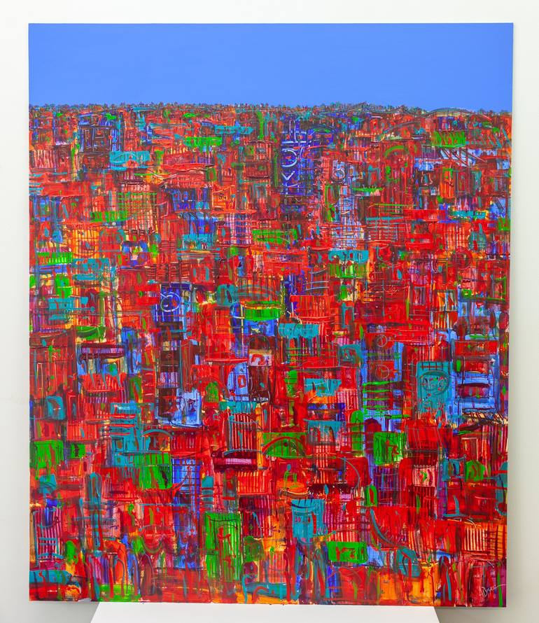 Original Abstract Cities Painting by Adam Bogusz