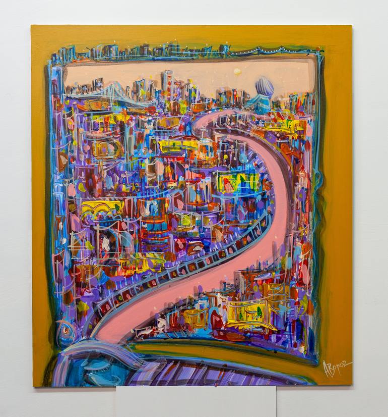 Original Abstract Expressionism Cities Painting by Adam Bogusz