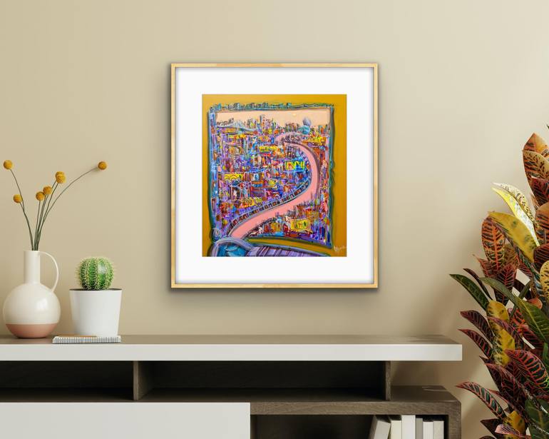 Original Abstract Expressionism Cities Painting by Adam Bogusz