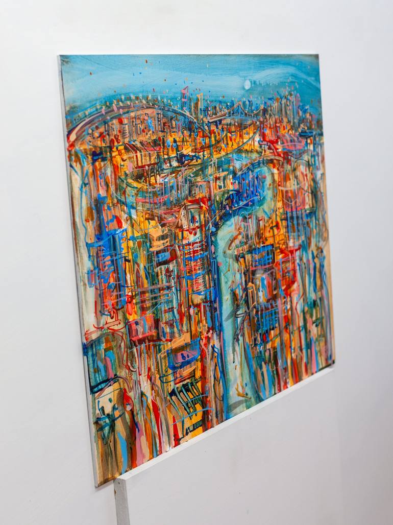 Original Abstract Cities Painting by Adam Bogusz