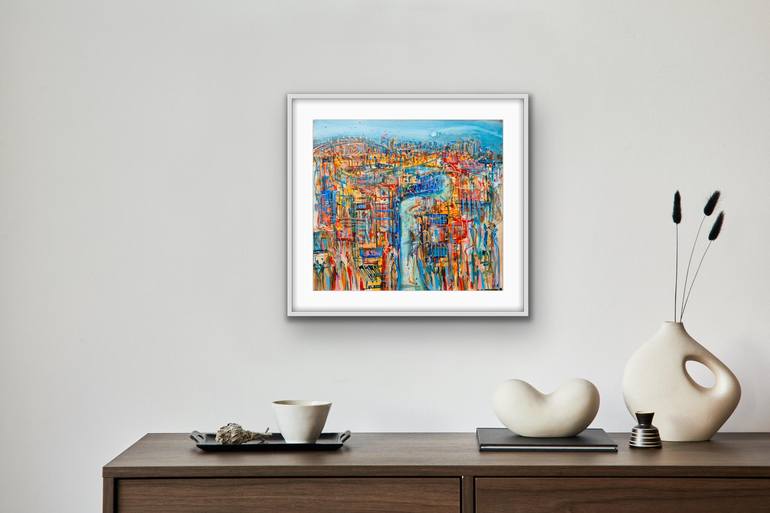 Original Abstract Cities Painting by Adam Bogusz