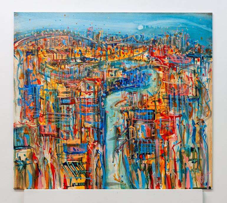 Original Abstract Cities Painting by Adam Bogusz
