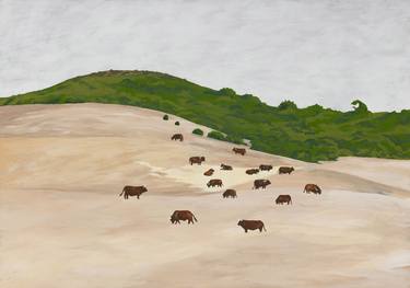 Original Figurative Cows Paintings by Jaron Su
