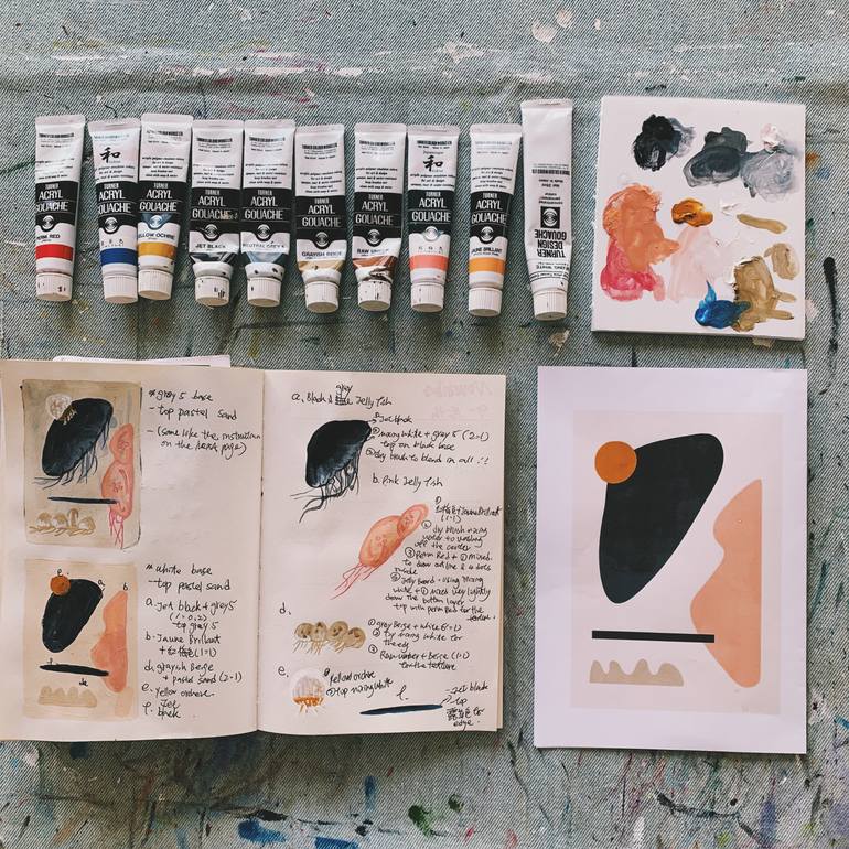 Original Abstract Water Painting by Jaron Su