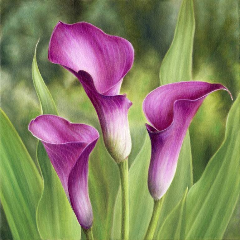 Pink Flowers Floral Painting art on 10x10 Canvas