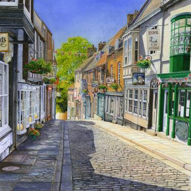 Summer morning on Steep Hill, Lincoln. Watercolor on Paper. thumb