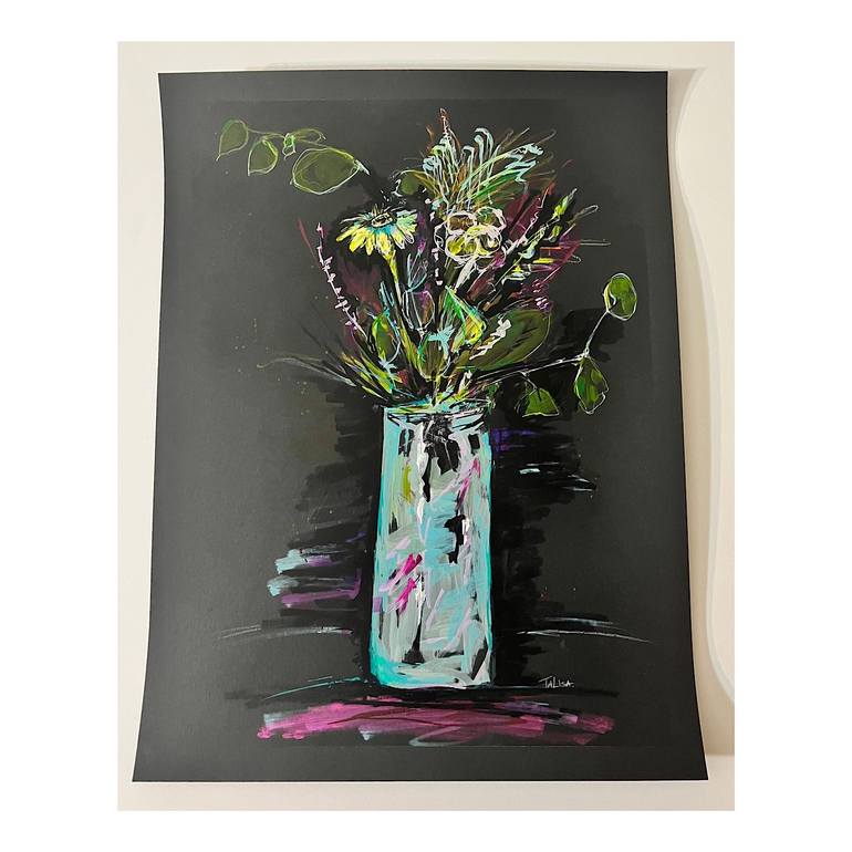 Original Abstract Still Life Drawing by Talisa Artist