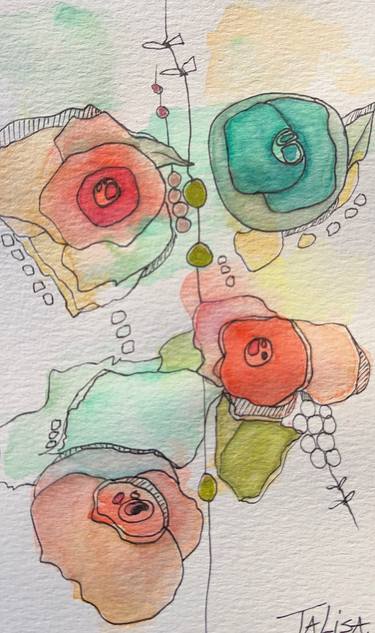 Original Abstract Botanic Painting by Talisa Artist
