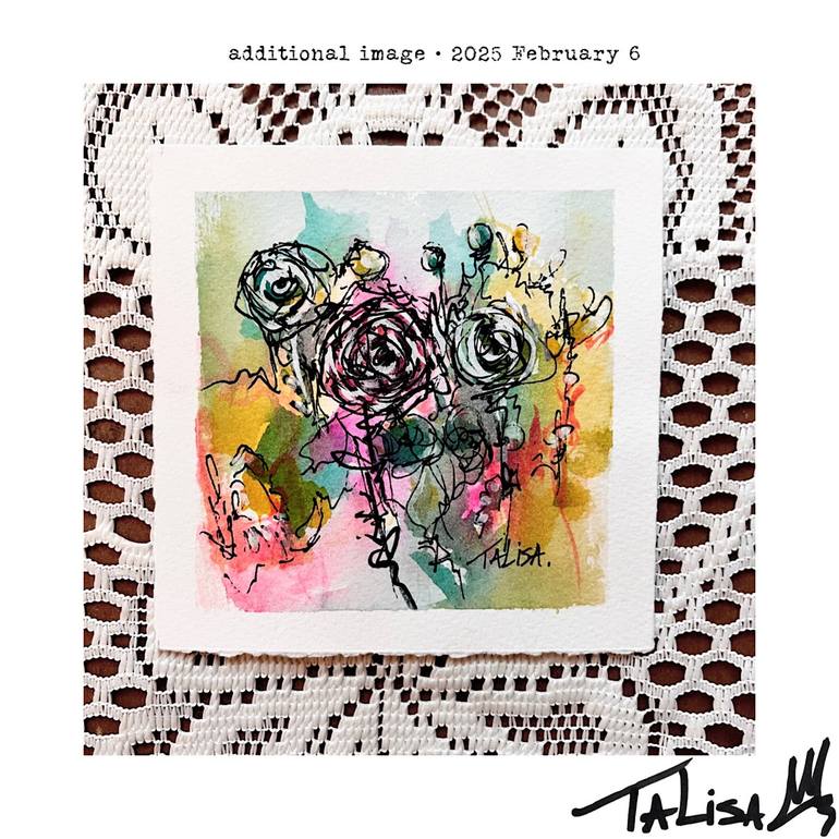 Original Abstract Floral Drawing by Talisa Artist