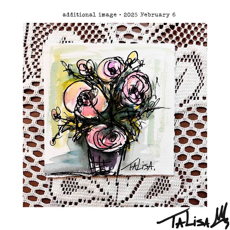 Original Abstract Floral Drawing by Talisa Artist